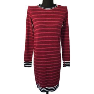 Lacoste Women's Red Stripe Long Sleeve Wool Dress Preppy Classic SZ XS French
